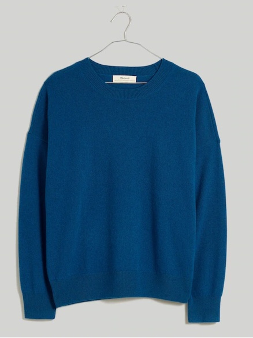 Madewell 100% Cashmere Royal Blue Oversized Crewneck Sweater - Medium